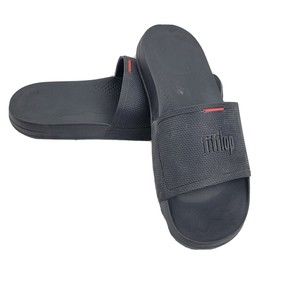 FitFlop Women's Iqushion Slide All Black Sandals Size 10 Eur 41